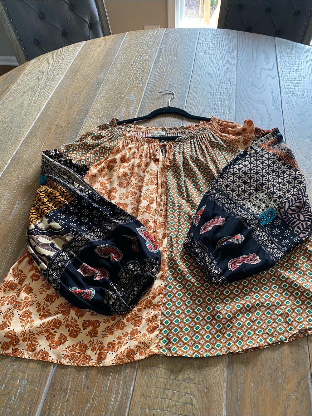 easel Multi-Color Patchwork Peasant Blouse - Picture 6 of 8